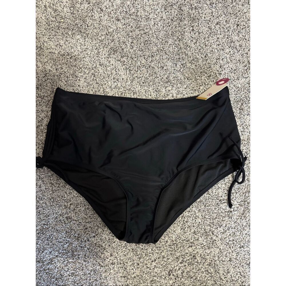 SO Junior Plus High Waisted Ruched Bikini Bottoms